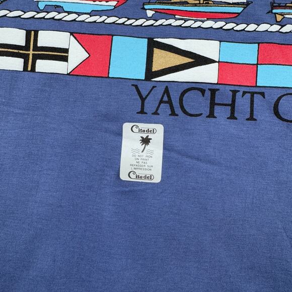 Vintage Mauritius Yacht Club T-Shirt Men's Medium Blue Ocean Private Rich NWT - Picture 3 of 7